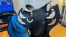 Harris Western Show Saddle Size 16 Black Leather Western Horse Tack