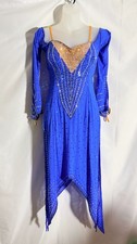 Custom Blue Latin Ballroom Rhythm Dance Dress Costume Rhinestone size M