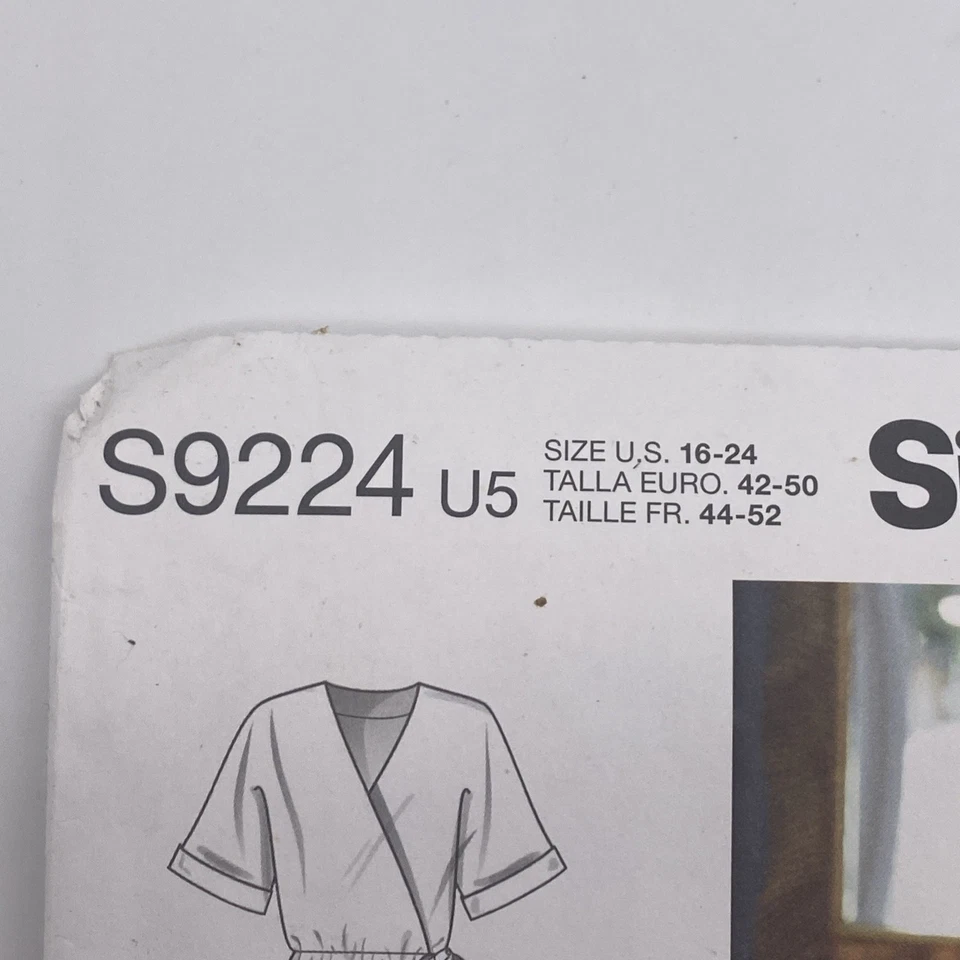 Simplicity Sewing Pattern S9224 Womens Dress Robe Sizes 16-24 Uncut - Image 4 of 4