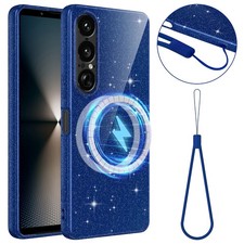 For Sony Xperia 1 VII, Luxury Sparkly Glitter Magnetic Soft Rubber Case Cover