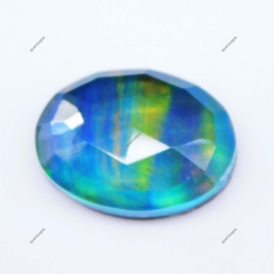 13,05 ct australischer natürlicher schwarzer Feueropal oval Doublet loser Ede...