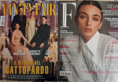 DEVA CASSEL X2 VANITY FAIR F MAGAZINES ITALY MARCH 2025 GATTOPARDO SAUL NANNI