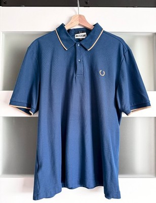 Fred Perry x Miles Kane Polo. Blue / Gold. Mens XL. 2019 Collab. *Rare* Punk. Oi