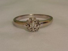 9ct (375) White Gold Diamond 0.25ct Ring Size R 1/2, 2.5g /F