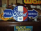 VINTAGE FORD PORCELAIN METAL SIGN 16'' CAR TRUCK AUTO DEALER SALES SERVICE ARROW