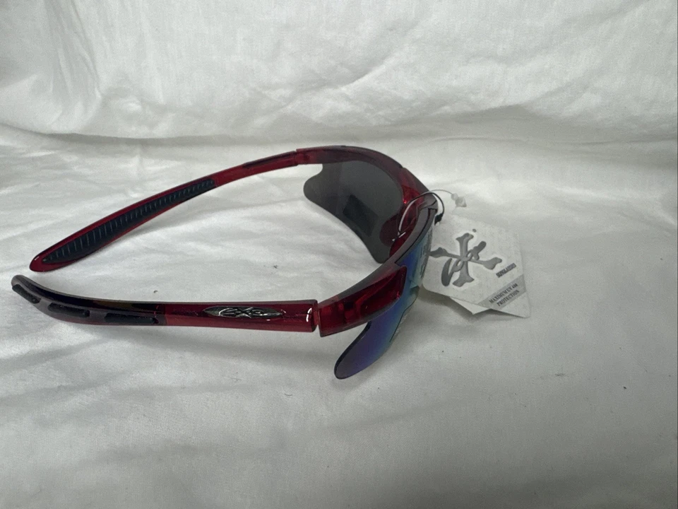 Gafas de sol X-LOOP para hombre monturas rojas y lentes espejadas doradas semi-sin montura NUEVO Foto 2 de 3