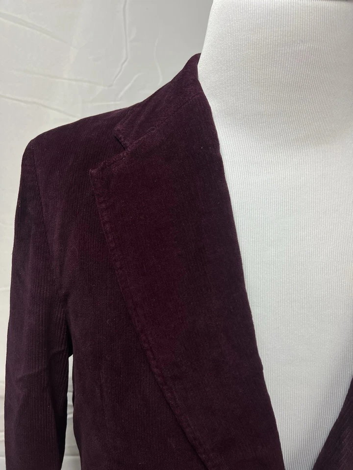 Chaqueta Blazer Abrigo Deportivo Terciopelo 2 Botones Algodón Pana Vino 42L De Colección Para Hombre Foto 2 de 4