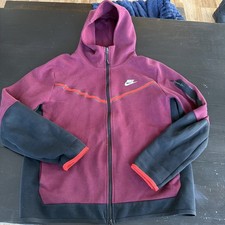 Nike Sportswear Tech Fleece Full-Zip Hoodie Red Black Zip Hooded Men Large