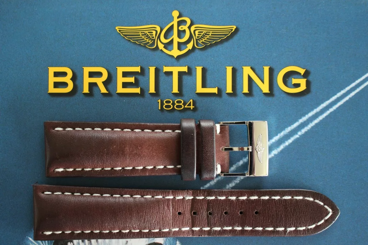 BREITLING 443X 24 20 BROWN SMOOTH CALF TONGUE BUCKLE WATCH BAND