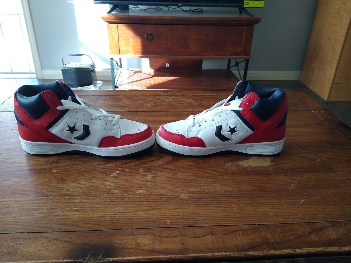 Converse Weapon 2003 White/Red/Navy Blue Basketball Shoes