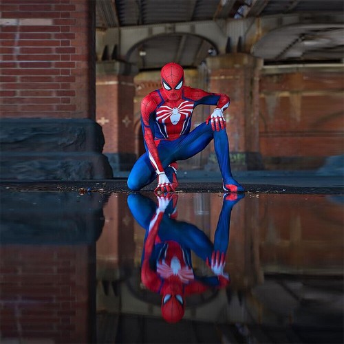 Adult Kids PS4 Spiderman Costume Insomniac Games Version Boy Cosplay Zentai Suit - Picture 4 of 11