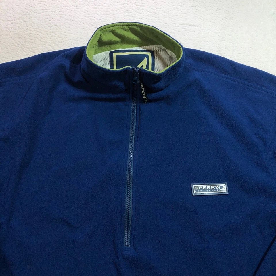 Chaqueta Sperry Top Sider Para Hombre Pequeña Azul Polar 1/2 Cremallera Pullover Foto 4 de 4