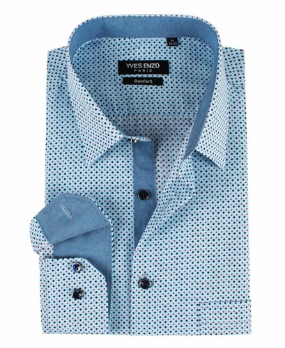 Mens Polka Dots Printed Cotton-poly 8 Shirts Long Sleeve Causal/Formal S-2XL+ - Picture 5 of 17