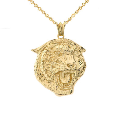 10k massives Gold kühne Jaguar Anhänger Halskette - Gelb-, Rosé- oder Weißgold