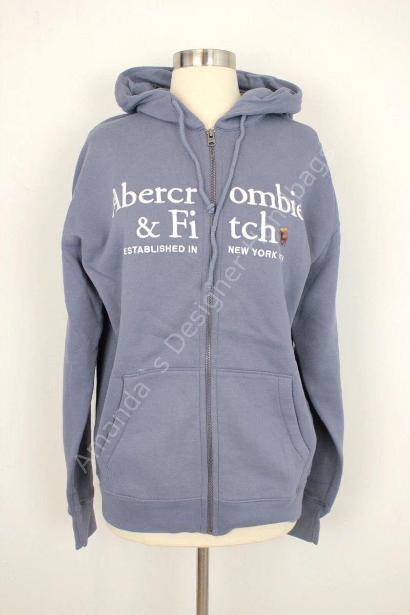 Men's Essential Full-Zip Hoodie in Cream | Size M Tall | Abercrombie & Fitch