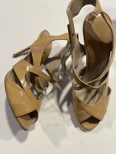 Michael Kors Collection Womens 39 Cordelia Toffee Patent Leather Heels Shoes