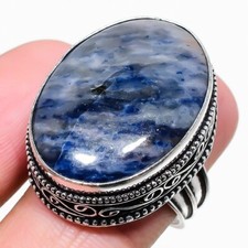 Sodalite Gemstone Handmade 925 Sterling Silver Jewelry Ring Size 9 US 