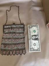 Art Deco Vintage Enamel Handbag Mesh Purse A7