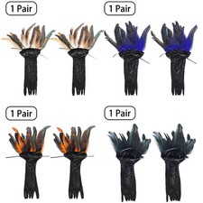 1 Pairs Gothic Lace Hollow Fishing Net Half Finger Feather Gloves Costume Role