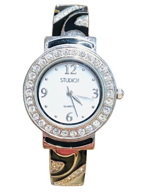 Black Studio 1 Watch with Crystal Accents‎ cuff Studio Woman main image 3