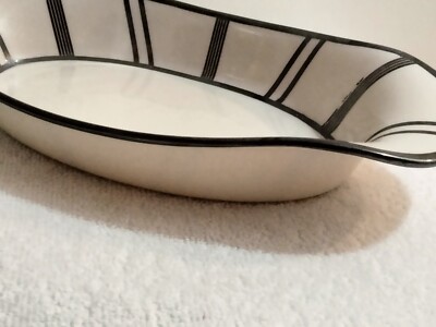 Lenox Platinum Rim And Design Large Vegetable Plate Art Deco Style 11.5'' X 6''