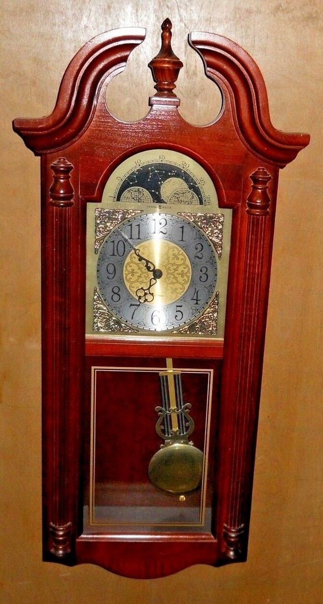 HOWARD MILLER CLASSIC WALL CLOCK CHERRY FINISH DUAL CHIME BATTERY