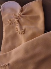 Vintage Ladies Pink Gloves Paris Pearl Trim