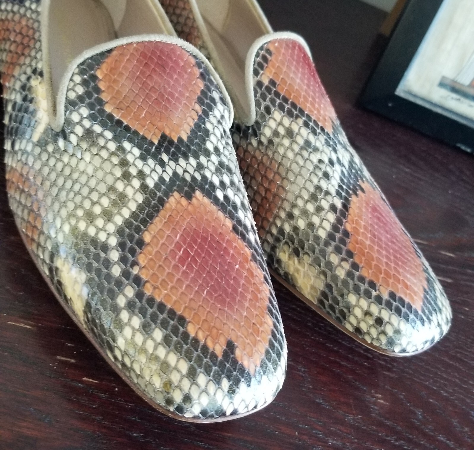 Stuart Weitzman  orange  snake python loafer  sli… - image 3