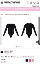 Black Rib Arm Warmer Cut Out Detail Bodysuit size 6