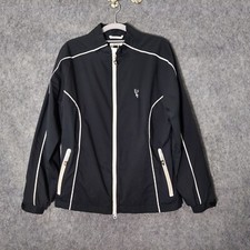 Footjoy Women Jacket M Drjoys Golf Full Zip Pockets Black Waterproof athleisure