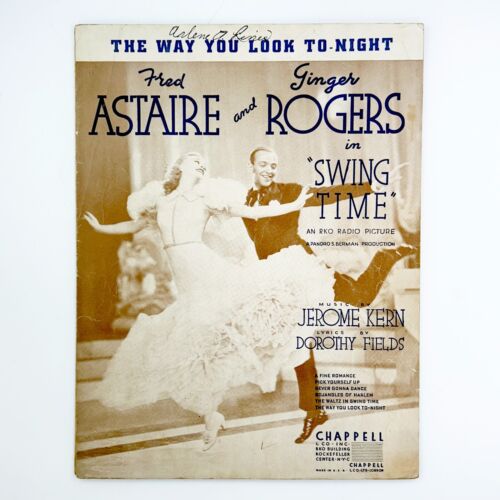 1936 Vintage The Way You Look Tonight Sheet Music Fred Astaire Ginger Rogers - Picture 1 of 12