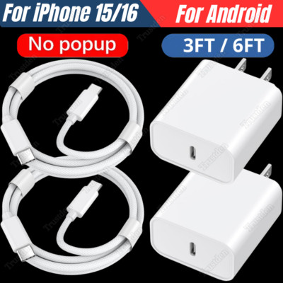 PD 20W Type C Fast Wall Charger For iPhone 161 5 Pro Android USB C to USB C Cord