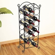 Metal Wine Rack 21 Bottles Capacity Holder Storage Organizer Display Stand Black