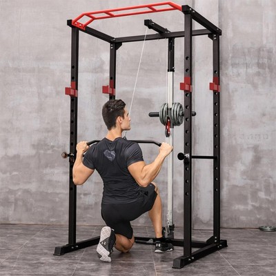 Multi-functional Power Cage, Home Adjustable Pullup Squat Rack 1000Lbs Capacity