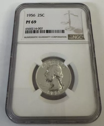 Eye Catchy NGC US 1956-P Washington 25c Quarter PF69 Gem Proof Lustrous No mint