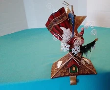 Vintage 2000 Christmas Stocking Hanger Ornate Metal Santa Chimney Tree by Roman