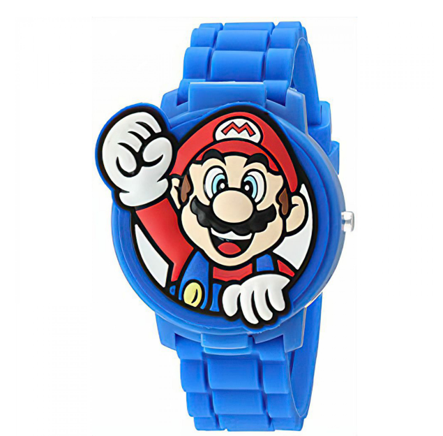 Super Mario Bros. 3D Mario Flip Cover Kids Digital LED Wrist Watch