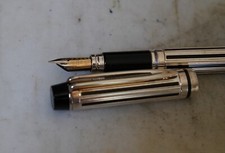 Penna Stilo Waterman Uomo Night & Day Pl. Argento Oro Massiccio 18 K XL Sottile