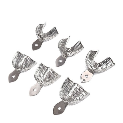 6 Pcs Dental Autoclavable Stainless Steel Perforated Impression