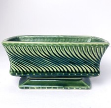 Vintage McCoy Ceramic Swirl Planter 1962 MCM Pottery Green Wave Footed 2200-9