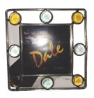 Vintage Dale Tiffany Square Silver Tone w/Colored Glass Frame 3.5 X 3.5” Pretty