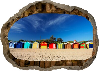 Strandhütte Farben Sonnenschein Blau Himmel 3D Wandsticker Poster Aufkleber Wandbild Zimmer Z266