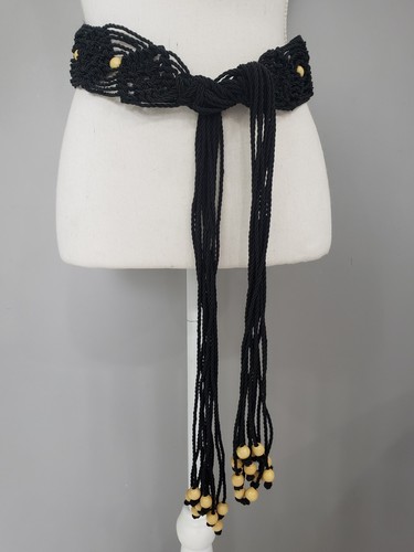 Beaded Tie Waist Rope Belt Western Cowgirl Festival Fairy Boho Artsy Fringe Y2K - Picture 2 of 8