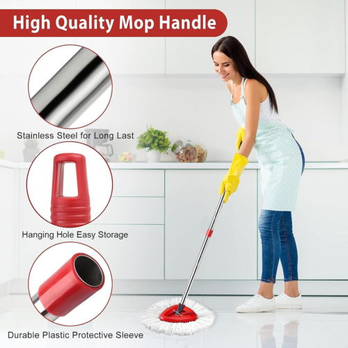 2 Spin Mop Kopf Ersatz, 1 Basis, 1 Mopp Griff (30-58 Zoll) Combo Mop Set Kompat - Bild 5 von 12