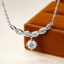 14K White Gold Filled 1 Carat Clear Moissanite Lab Diamond Certificated Necklace
