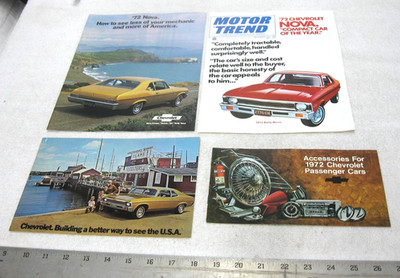 4- 1972 CHEVROLET NOVA BROCHURE RALLY SS COUPE - ORIGINAL POSTCARD ACCESSORIES
