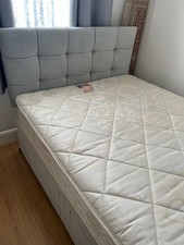 Double Divan Bed with 2 Drawers, Headboard, and Mattress