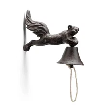 SPI Home Galvanized Scampering Squirrel Garden Bell, 10x10 Cast Iron