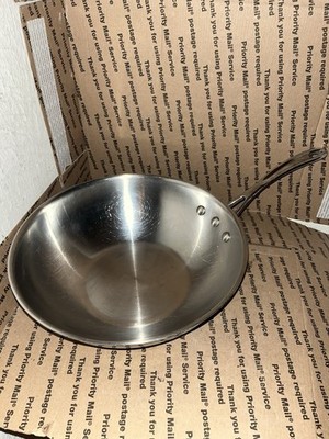 Calphalon Stainless Steel 10  Wok 165 Flat Bottom Cooking Pan