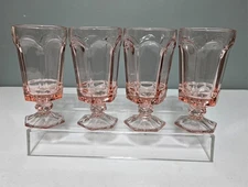 Set of 4 FOSTORIA Virginia Pink Iced Tea Glass Goblets 6-7/8" Vintage 1980's